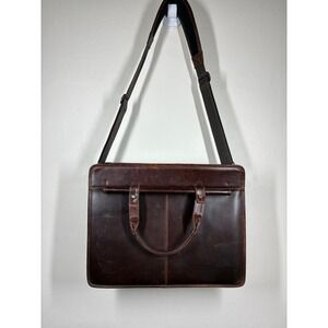Wilsons Leather Brown Briefcase Messenger Bag Laptop Satchel Multi-Pocket